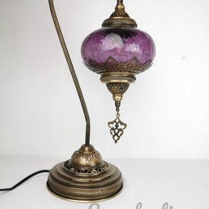 Free UK/EU Led Bulb 5 Variations Bohemian Turkish Moroccan Style Crackle Glass  Swanneck Ottoman Lamp Desk Table Lamp Purple White Clear