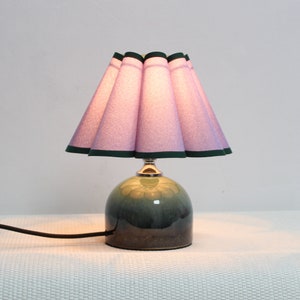 Handmade Purple Fabric Table Lamp: Dark Green Ceramic Base-58#