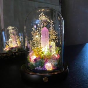 Amethyst Crystal Night Light, Enchanted Forest Lamp with Glowing Crystals, Fantasy Purple Crystal Lamp, Baby Shower Gift, Elegant Home Decor
