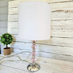 Pink Crystal Orb Table Lamp – Traditional Chrome Finish, 17"