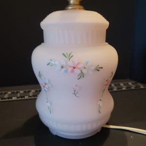 Boudoir Lamp Satin Pink White Blue Flowers Glass Bowl Art Deco Vintage Works