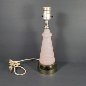 Vintage Pink Hobnail Glass Lamp Boudoir Bedside Table Nightstand Lamp Pink Bedroom Accent Lamp NO SHADE